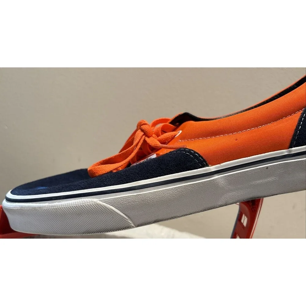 Vans Era NEON ORANGE/DRESS BLUES Suede/Canvas Lace Sneakers Men 10.5 Women 12